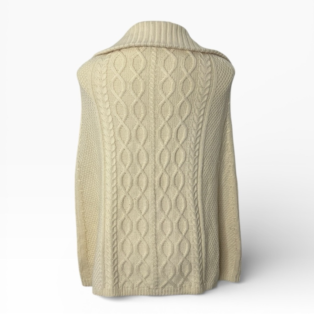 Vintage Lucky Brand Cream Cable Knit Poncho Cape w/ Toggle Closures‎ Sz Small - Picture 6 of 7